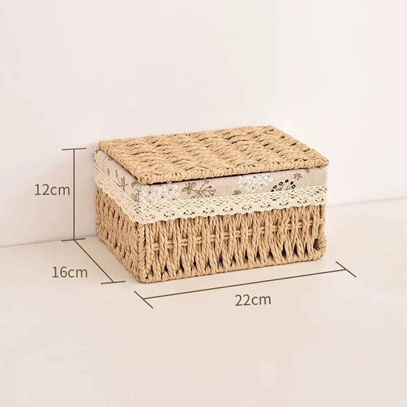 Rustic Woven Desktop Organizer – Versatile Foldable Storage Basket in Earth Tones