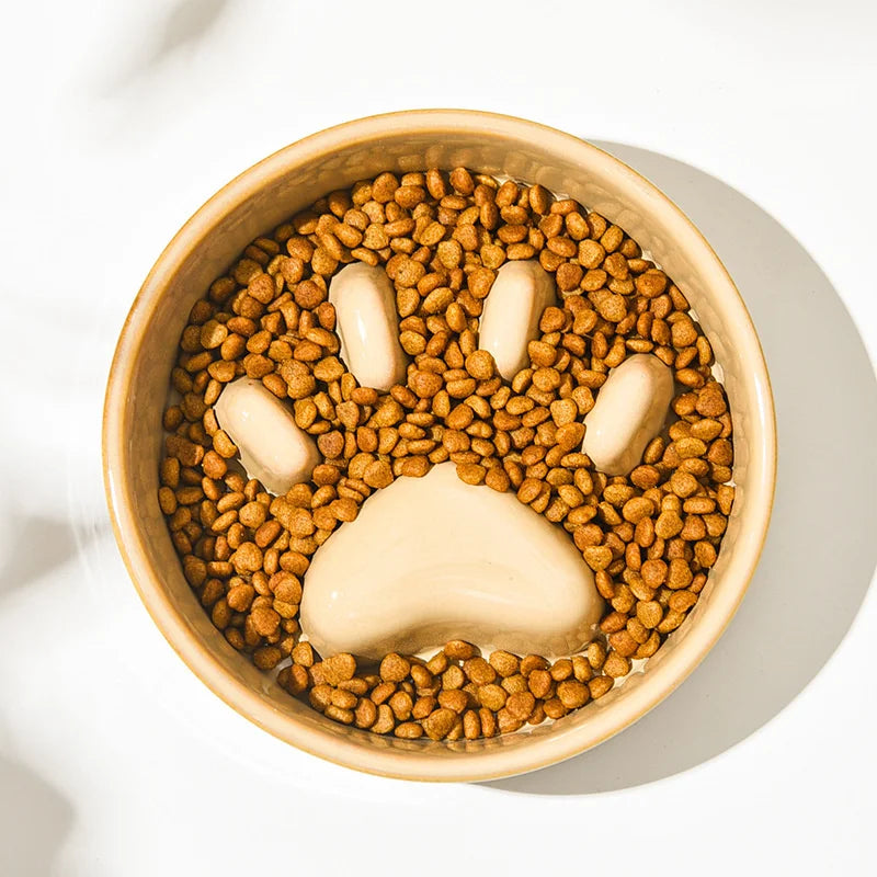 Heavy-Duty Ceramic Slow Food Bowl – Anti-Bloat & Anti-Knock Pet Feeder (500ml)