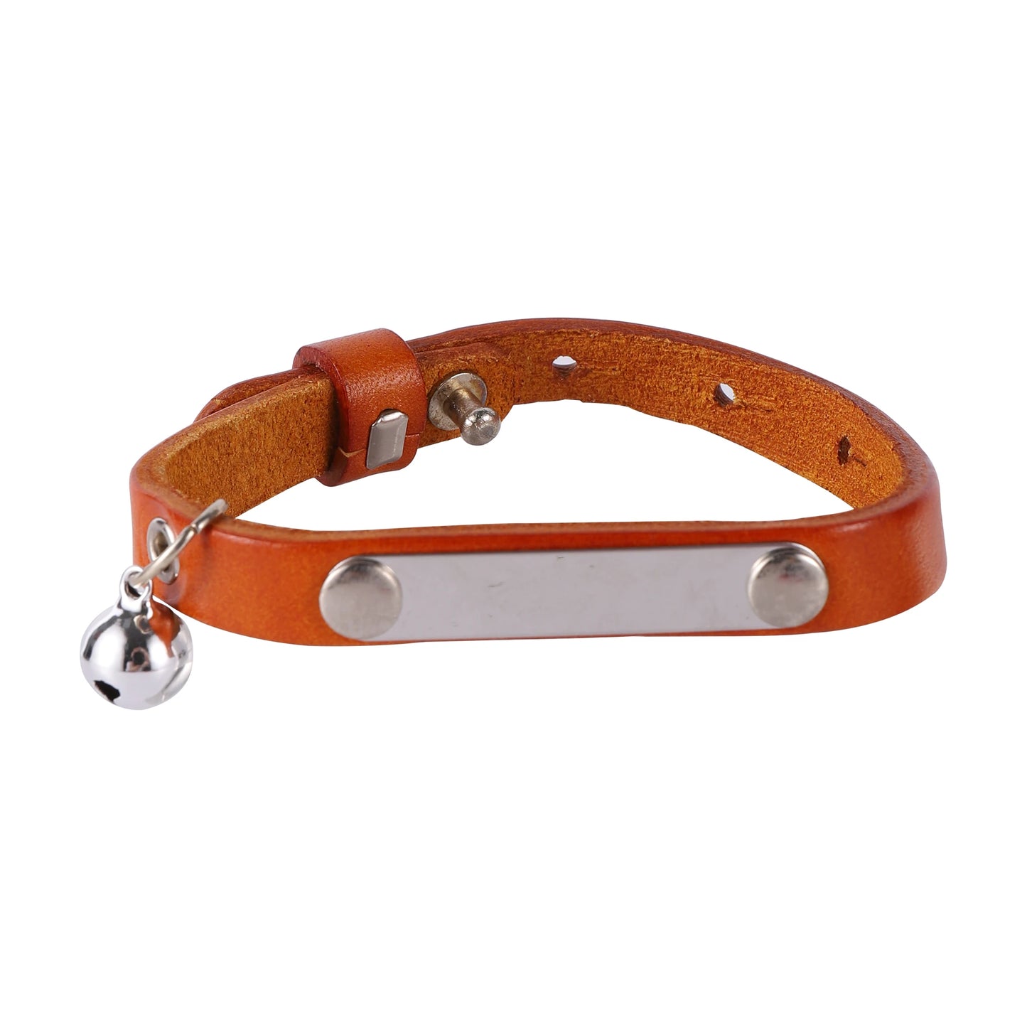 Personalized Genuine Leather Cat Collar – Adjustable Anti-Loss DIY Nameplate & Bell for Kittens & Cats