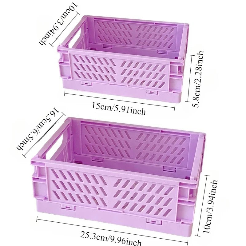 Mini Collapsible Storage Crate – Stackable Desktop Organizer with Handles