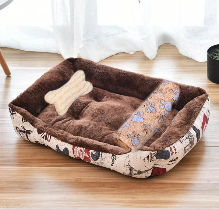 Winter Warmth Pet Couch Bed – Breathable Plush Puppy Nest & Soft Fleece Mat Pad