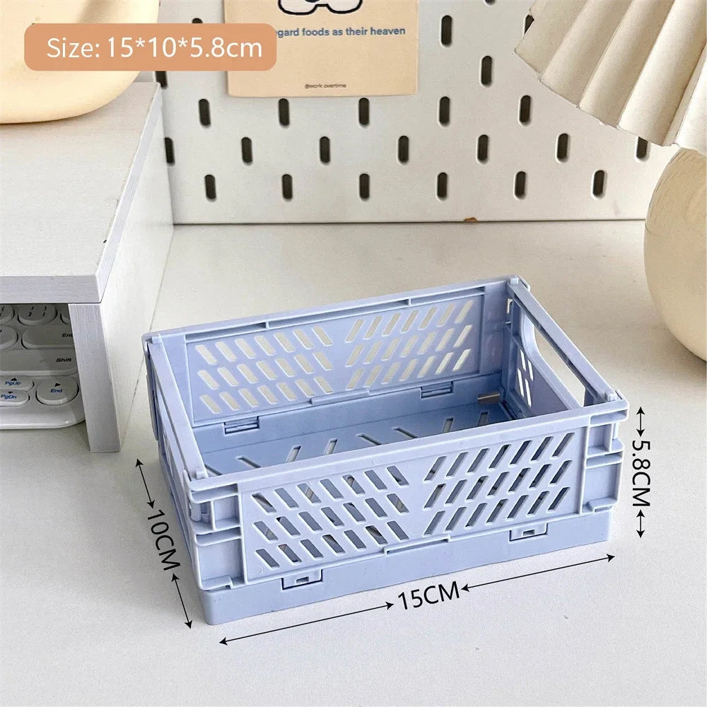 Mini Collapsible Storage Crate – Stackable Desktop Organizer with Handles