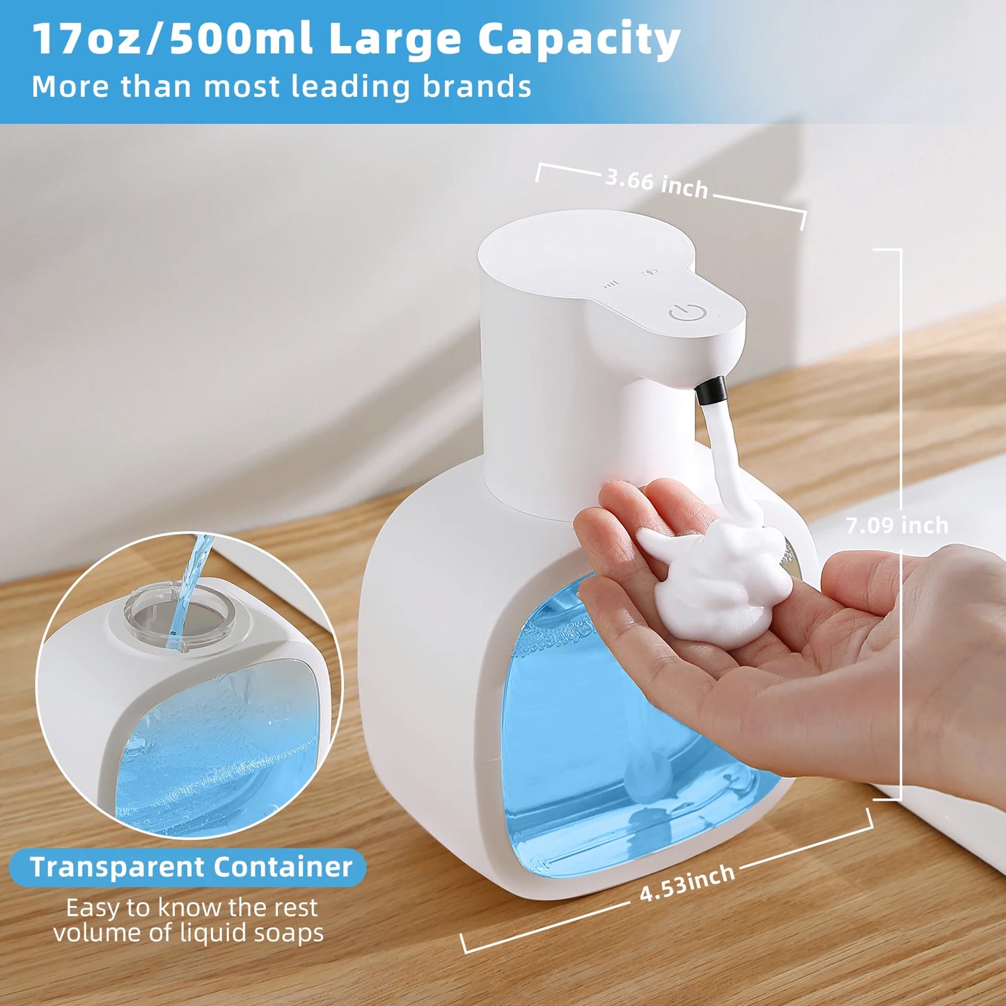 Smart Wall-Mounted Automatic Foam Soap Dispenser – 500ml Touchless Sensor & Rechargeable
