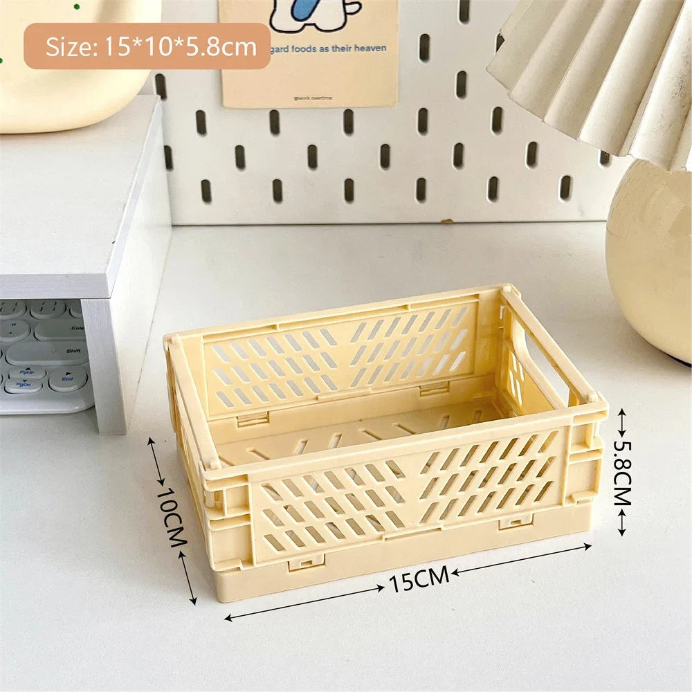 Mini Collapsible Storage Crate – Stackable Desktop Organizer with Handles