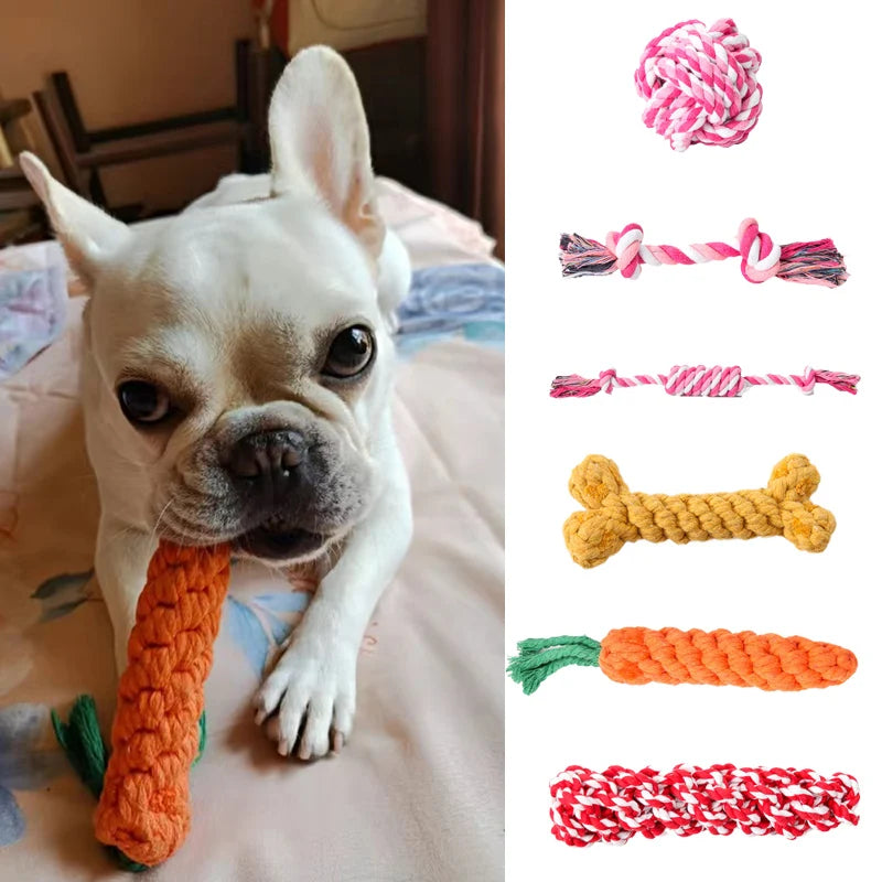 Teeth Cleaning Rope Toy for Small Dogs – Bite-Resistant Cotton Molar Stick for Healthy Gums