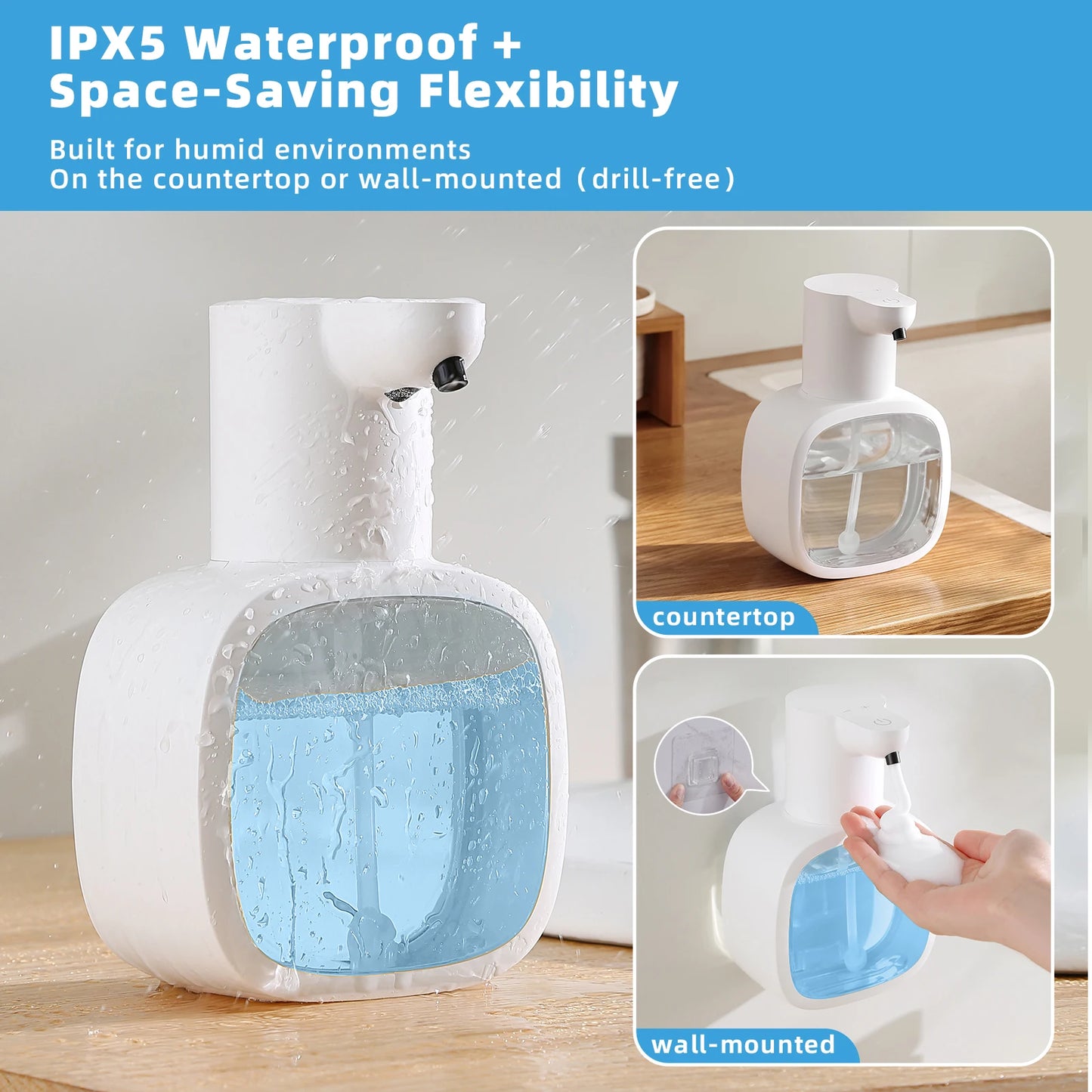 Smart Wall-Mounted Automatic Foam Soap Dispenser – 500ml Touchless Sensor & Rechargeable