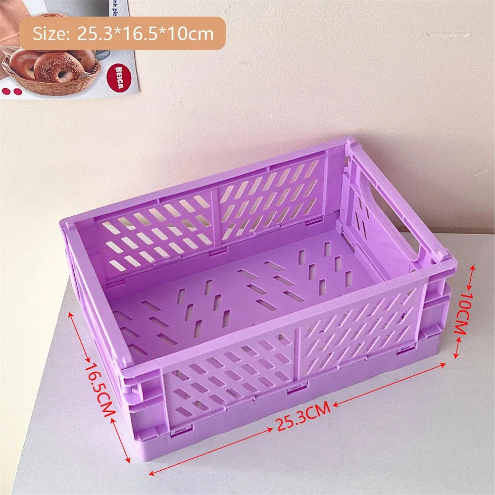 Mini Collapsible Storage Crate – Stackable Desktop Organizer with Handles