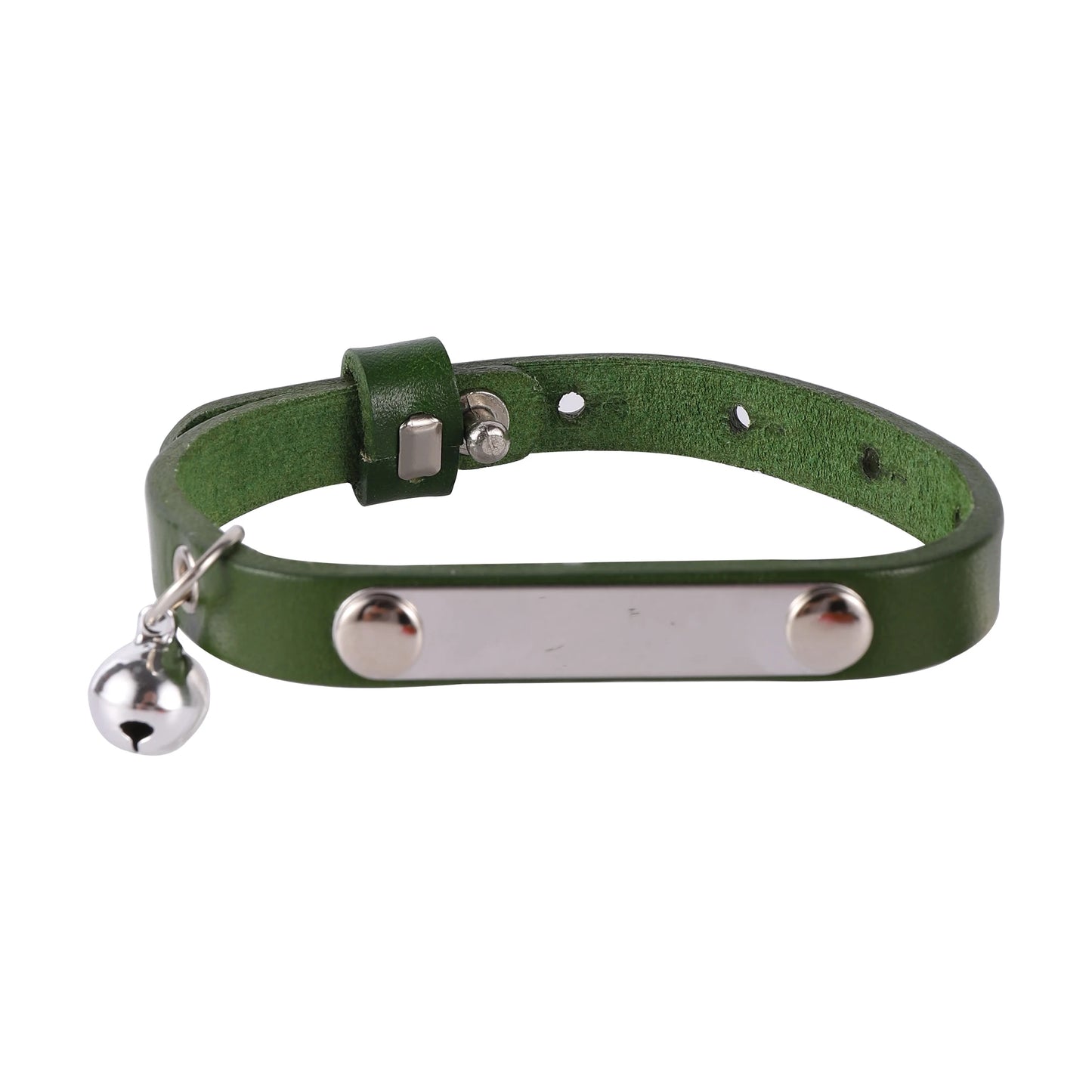 Personalized Genuine Leather Cat Collar – Adjustable Anti-Loss DIY Nameplate & Bell for Kittens & Cats