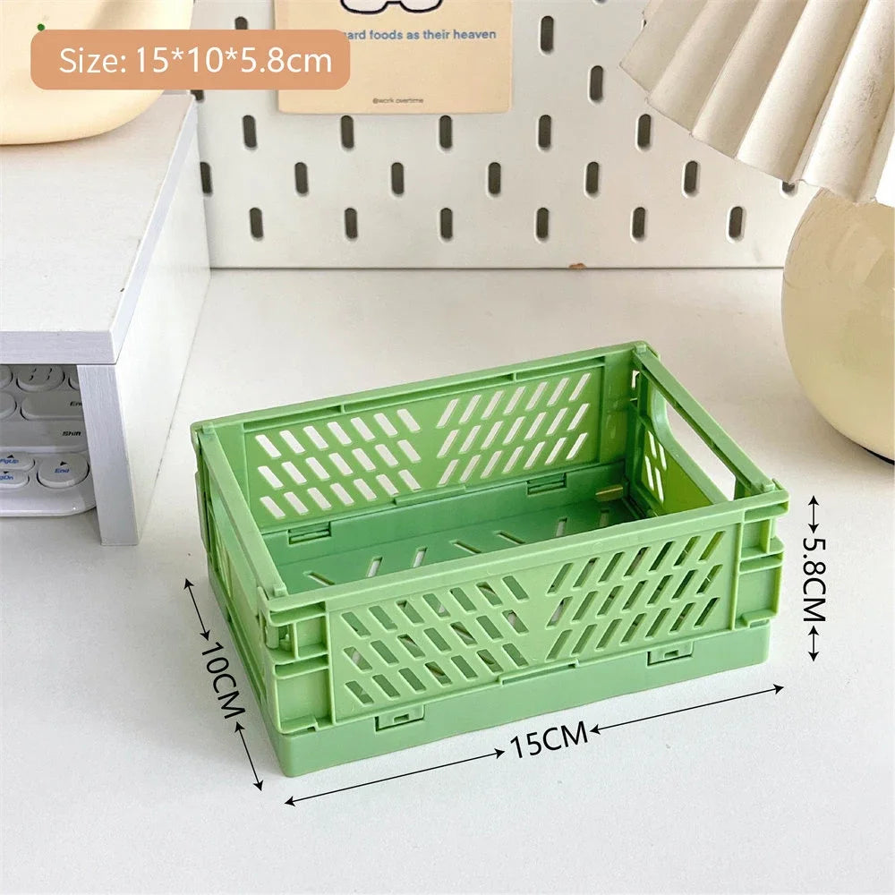 Mini Collapsible Storage Crate – Stackable Desktop Organizer with Handles