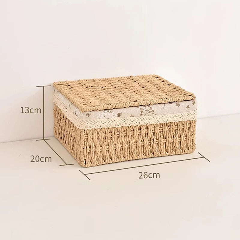 Rustic Woven Desktop Organizer – Versatile Foldable Storage Basket in Earth Tones