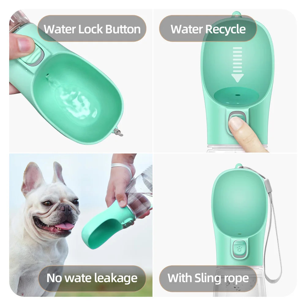 Portable Leakproof Dog Water Bottle – 3-in-1 Travel Drinking Bowl & Dispenser