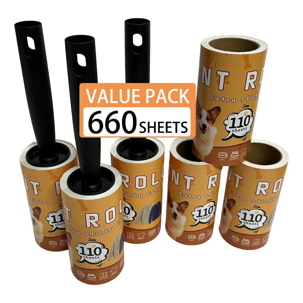 Extra Sticky Pet Hair Lint Roller Set – High-Capacity Refills & Ergonomic Handles