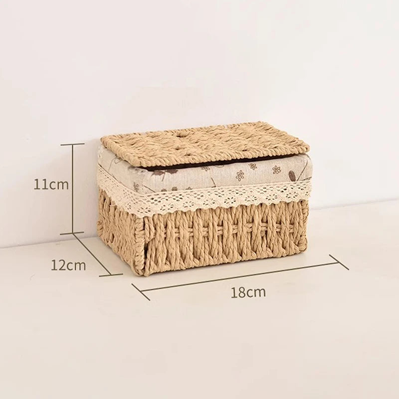 Rustic Woven Desktop Organizer – Versatile Foldable Storage Basket in Earth Tones