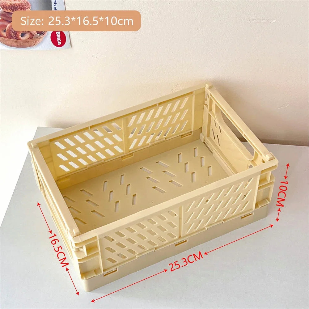 Mini Collapsible Storage Crate – Stackable Desktop Organizer with Handles