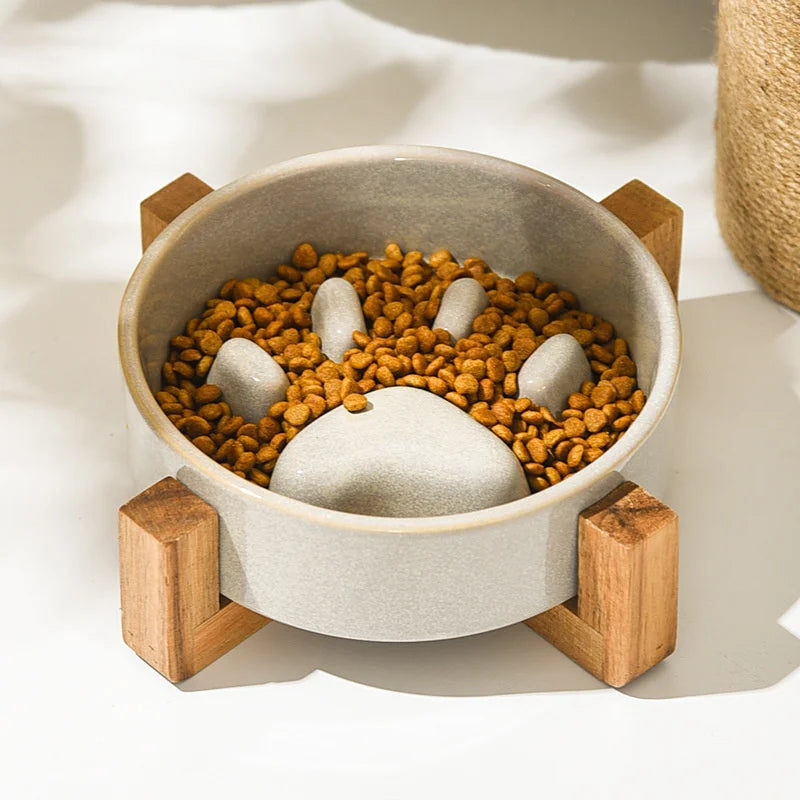 Heavy-Duty Ceramic Slow Food Bowl – Anti-Bloat & Anti-Knock Pet Feeder (500ml)