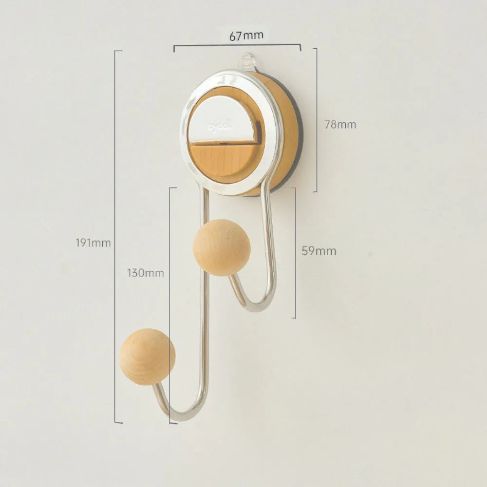 No-Drill Waterproof Shower Hooks – 15lb Capacity Vacuum Suction Double Hanger for Home Organization