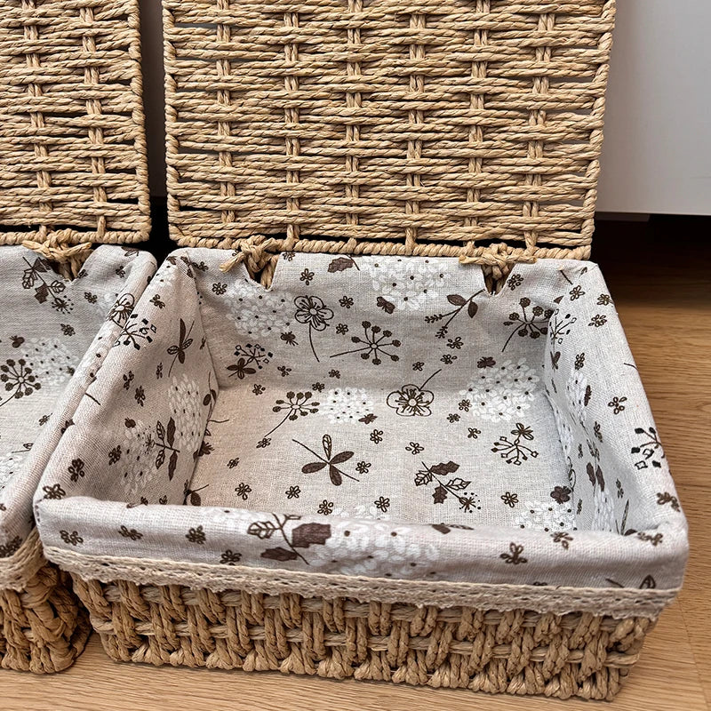 Rustic Woven Desktop Organizer – Versatile Foldable Storage Basket in Earth Tones
