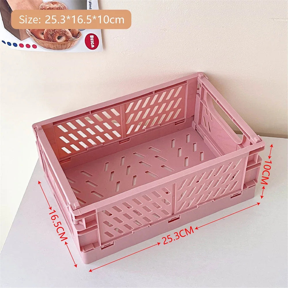 Mini Collapsible Storage Crate – Stackable Desktop Organizer with Handles
