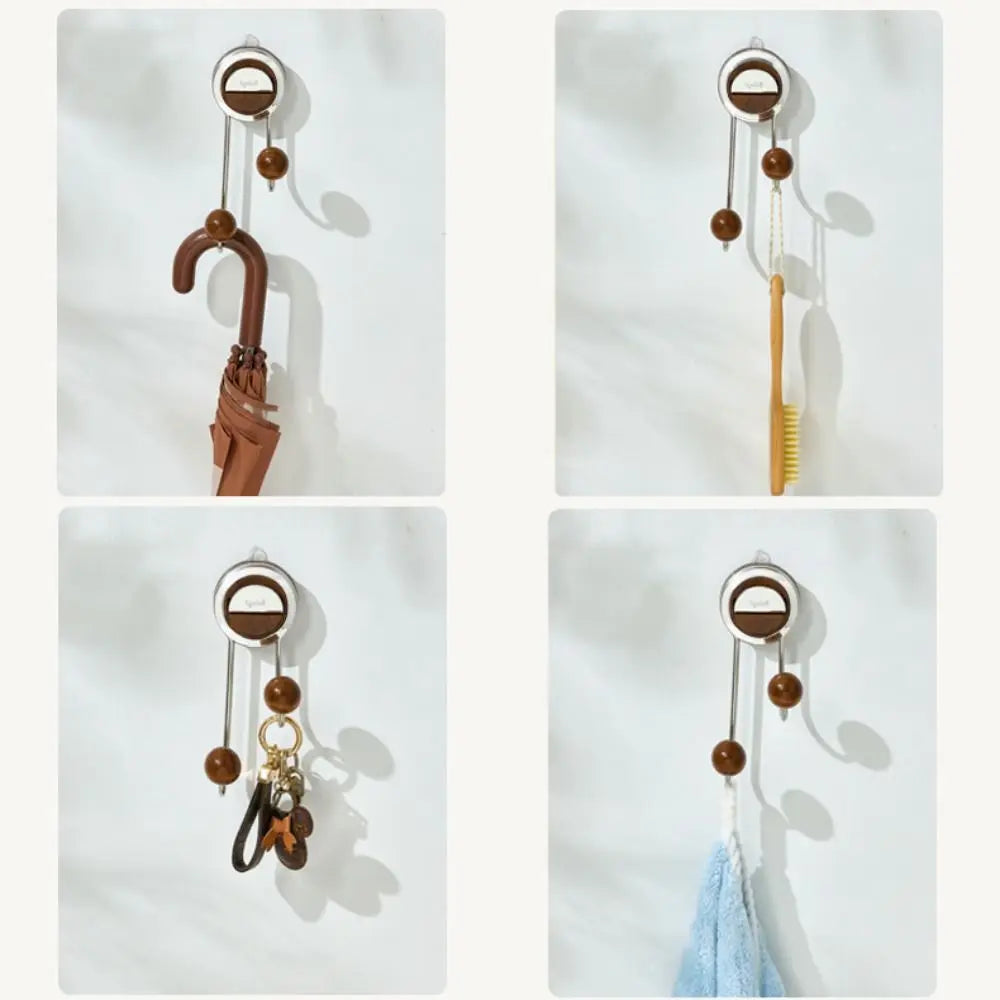 No-Drill Waterproof Shower Hooks – 15lb Capacity Vacuum Suction Double Hanger for Home Organization