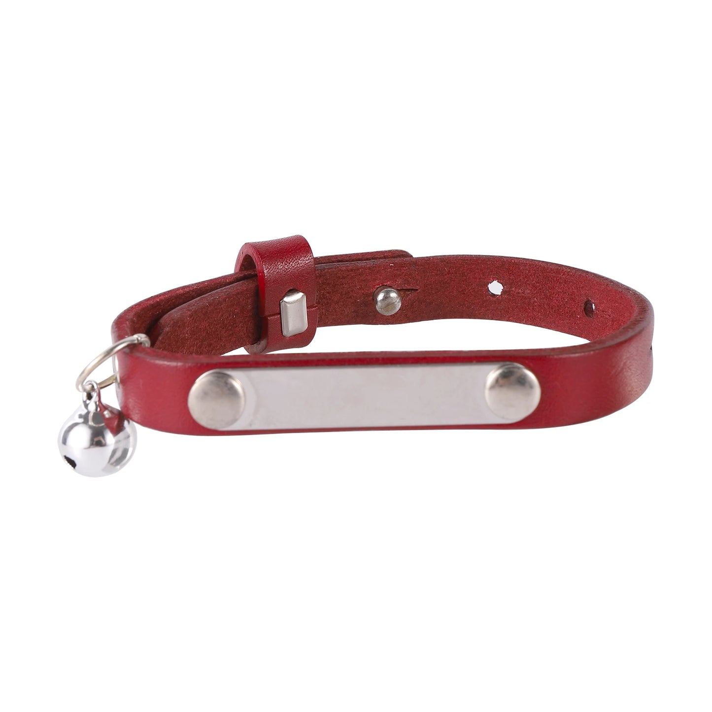 Personalized Genuine Leather Cat Collar – Adjustable Anti-Loss DIY Nameplate & Bell for Kittens & Cats