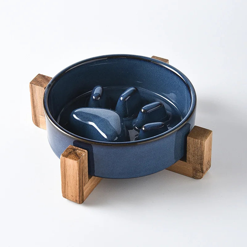 Heavy-Duty Ceramic Slow Food Bowl – Anti-Bloat & Anti-Knock Pet Feeder (500ml)