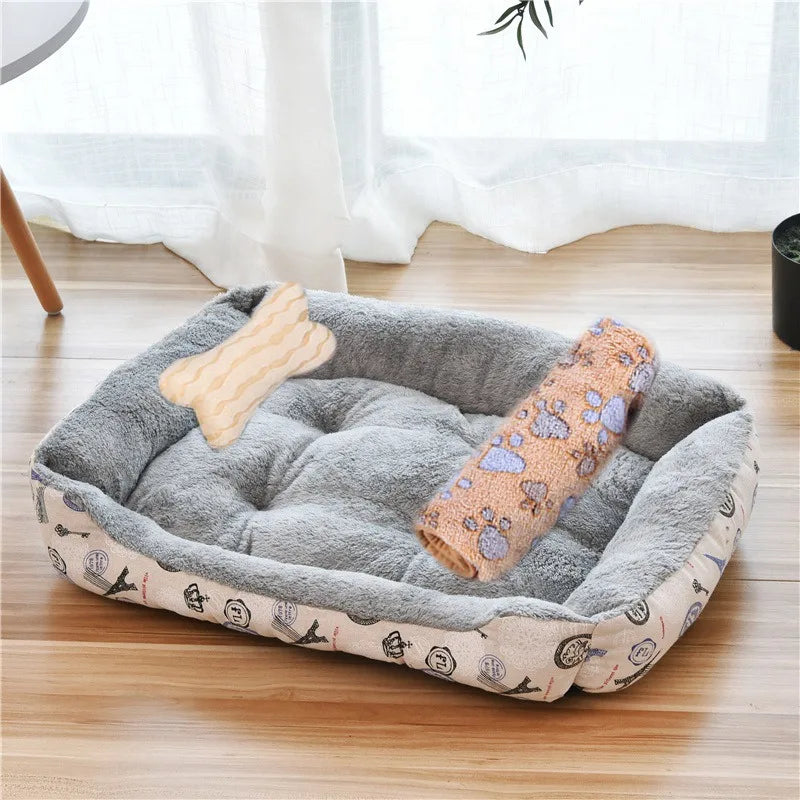 Winter Warmth Pet Couch Bed – Breathable Plush Puppy Nest & Soft Fleece Mat Pad