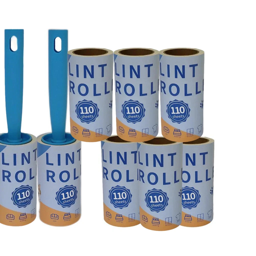 Extra Sticky Pet Hair Lint Roller Set – High-Capacity Refills & Ergonomic Handles
