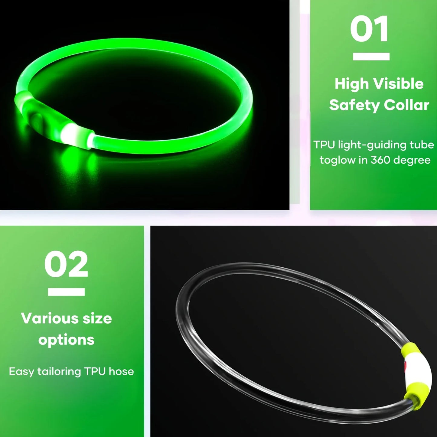 LED Luminous Safety Dog Collar – USB Rechargeable & Weather-Resistant Nylon