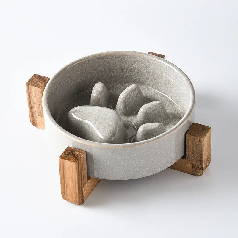 Heavy-Duty Ceramic Slow Food Bowl – Anti-Bloat & Anti-Knock Pet Feeder (500ml)