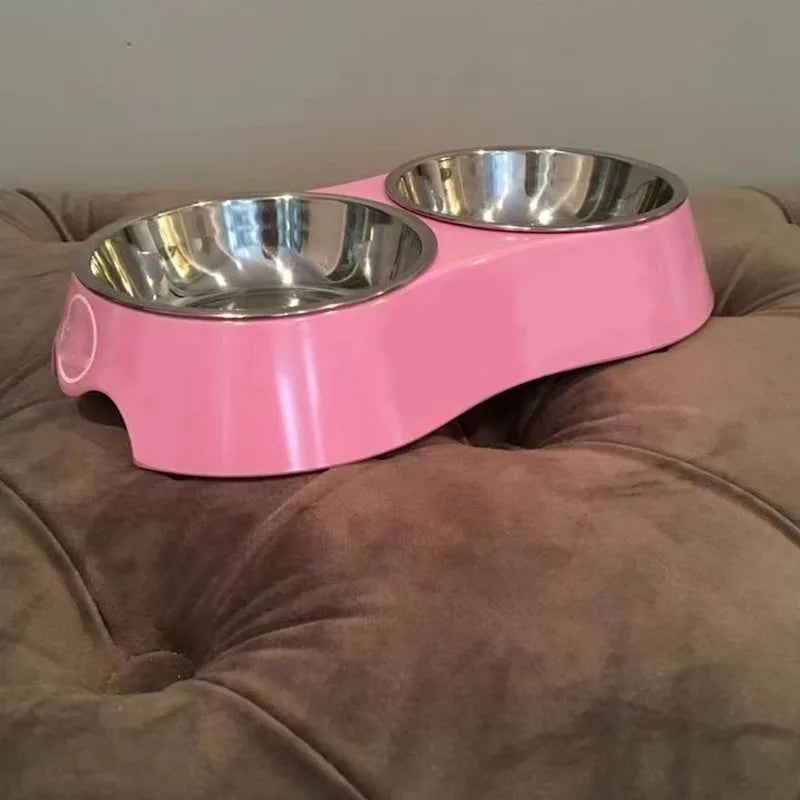 Luxury Stainless Steel Dog & Cat Bowls – Non-Slip Designer Feeder Set with Matching Silicone Mat