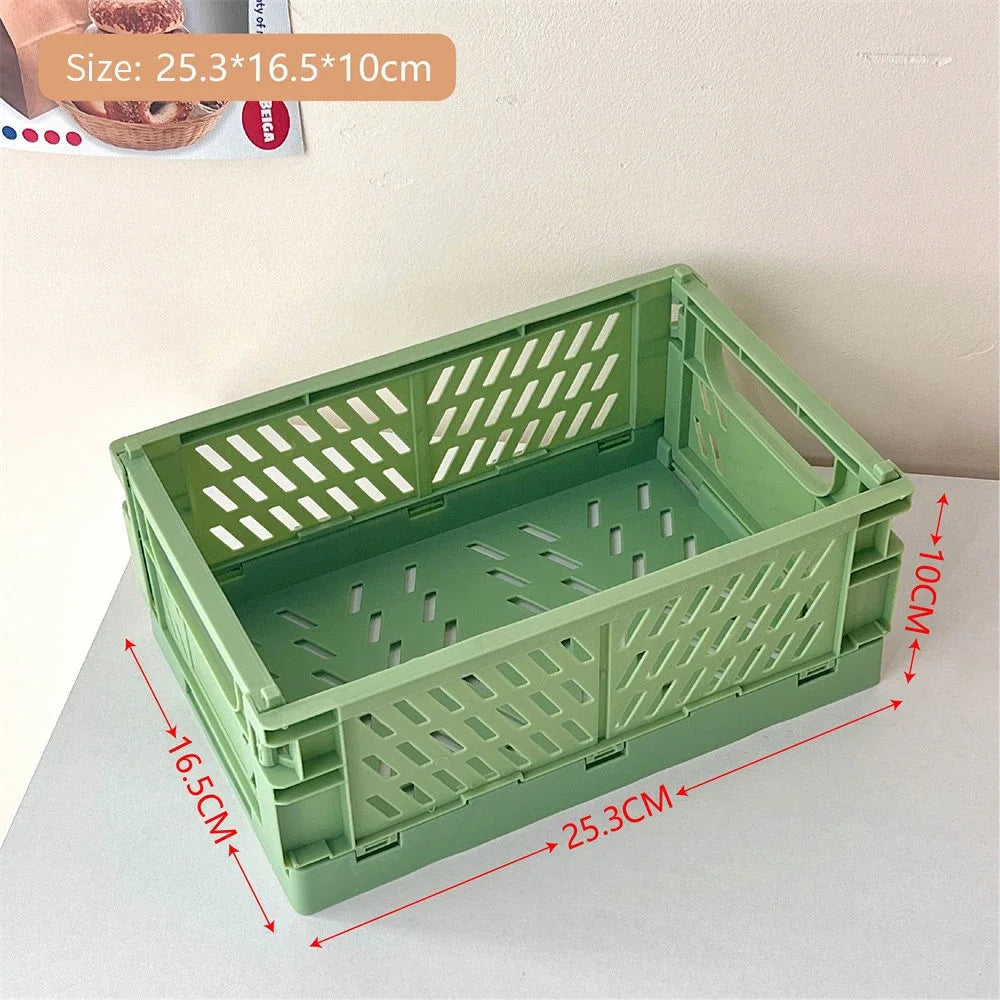 Mini Collapsible Storage Crate – Stackable Desktop Organizer with Handles