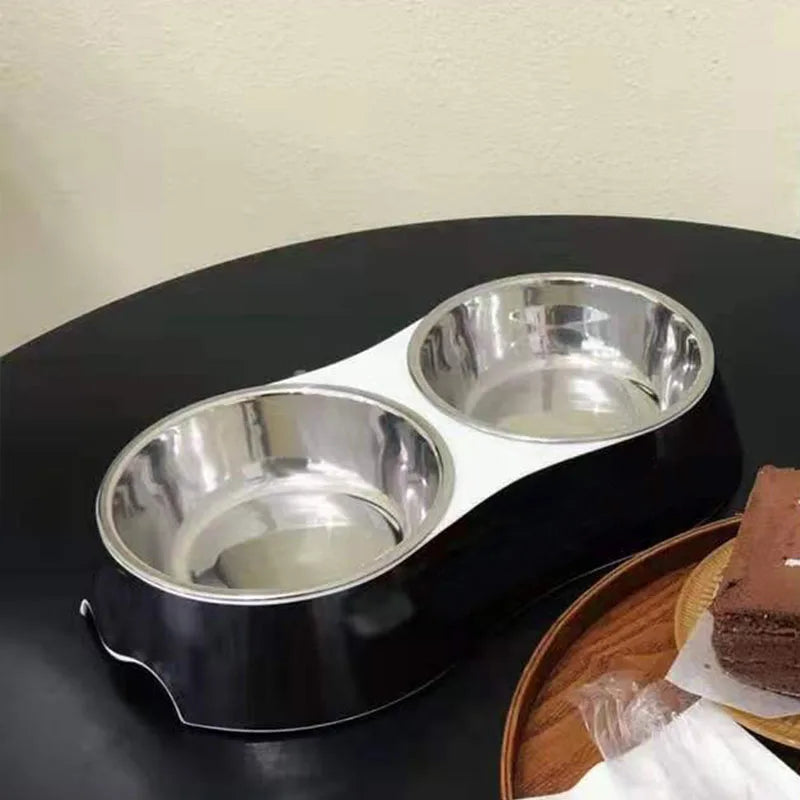Luxury Stainless Steel Dog & Cat Bowls – Non-Slip Designer Feeder Set with Matching Silicone Mat