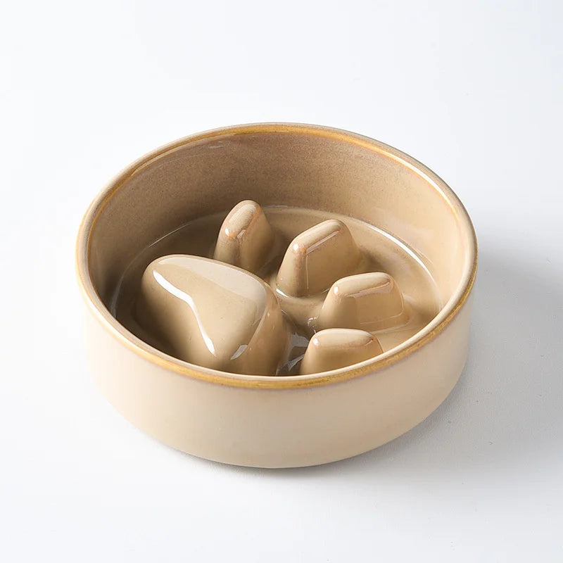 Heavy-Duty Ceramic Slow Food Bowl – Anti-Bloat & Anti-Knock Pet Feeder (500ml)