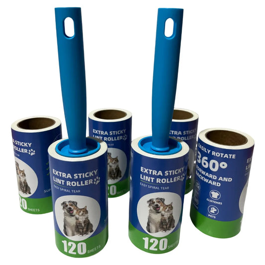 Extra Sticky Pet Hair Lint Roller Set – High-Capacity Refills & Ergonomic Handles