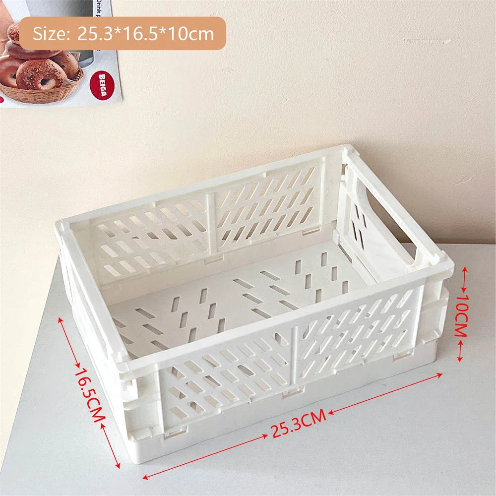 Mini Collapsible Storage Crate – Stackable Desktop Organizer with Handles