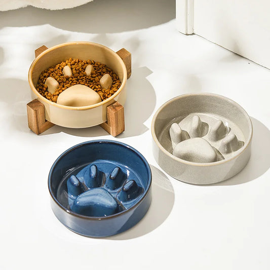 Heavy-Duty Ceramic Slow Food Bowl – Anti-Bloat & Anti-Knock Pet Feeder (500ml)