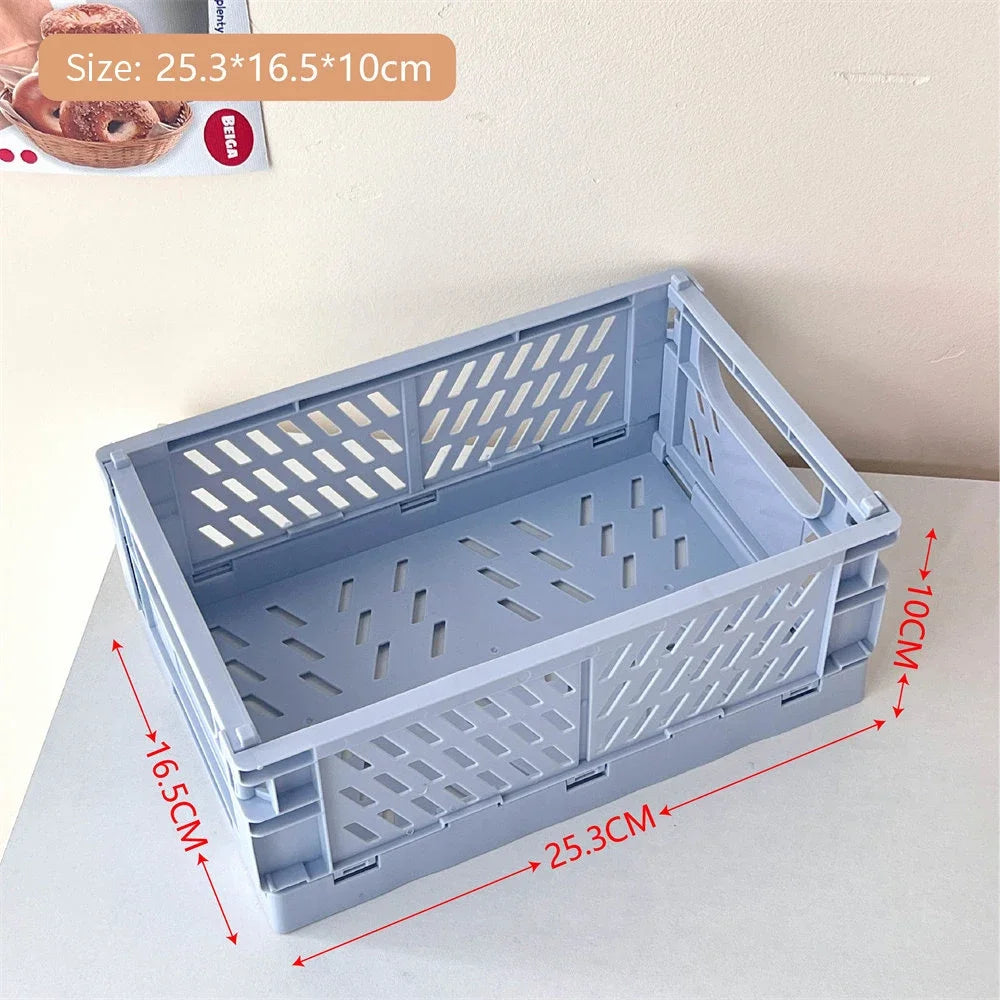 Mini Collapsible Storage Crate – Stackable Desktop Organizer with Handles