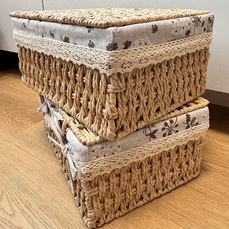 Rustic Woven Desktop Organizer – Versatile Foldable Storage Basket in Earth Tones