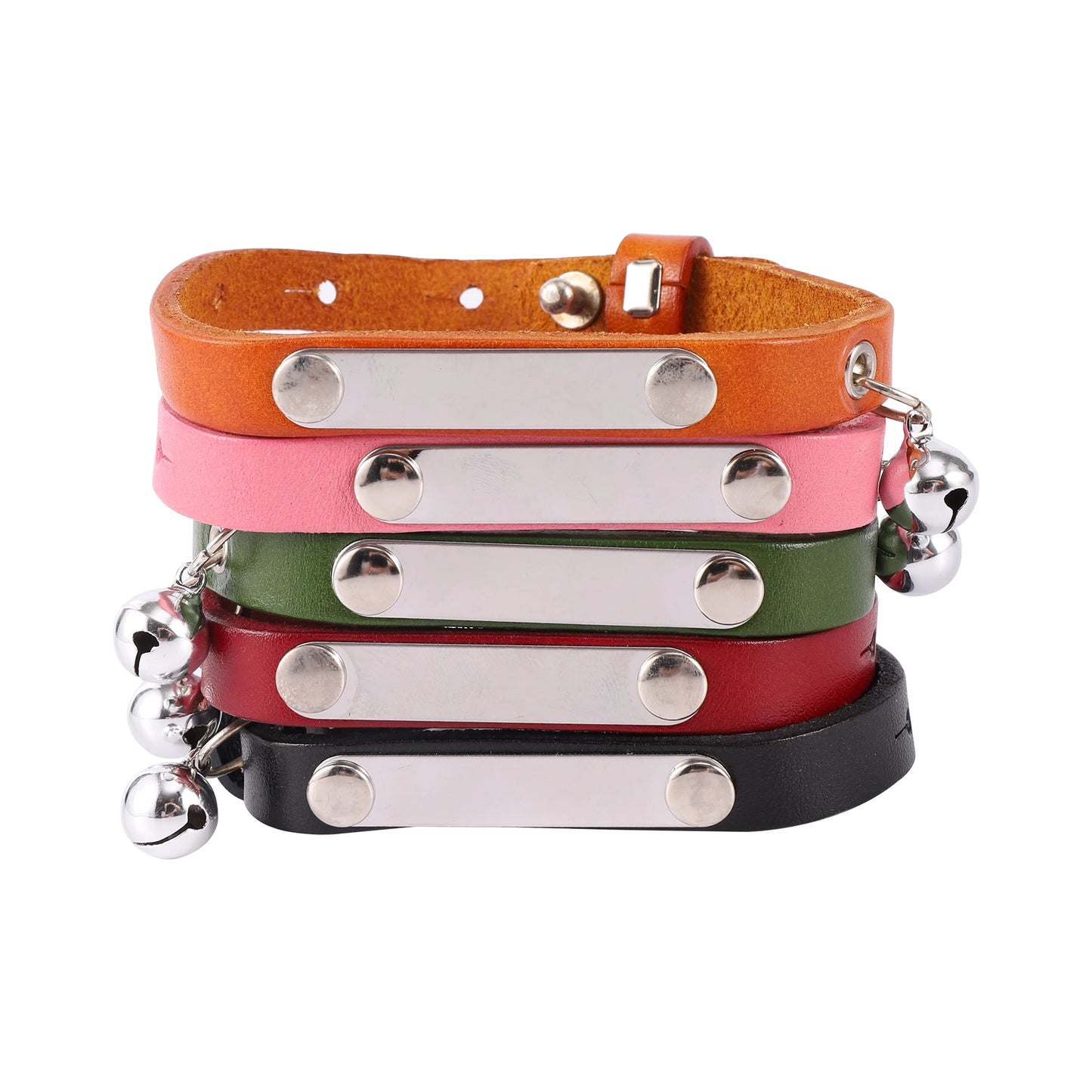 Personalized Genuine Leather Cat Collar – Adjustable Anti-Loss DIY Nameplate & Bell for Kittens & Cats