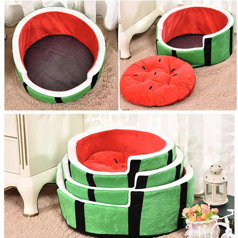 Watermelon Shaped Pet Bed – 100% Cotton Thermal Cave Kennel for Kittens & Puppies