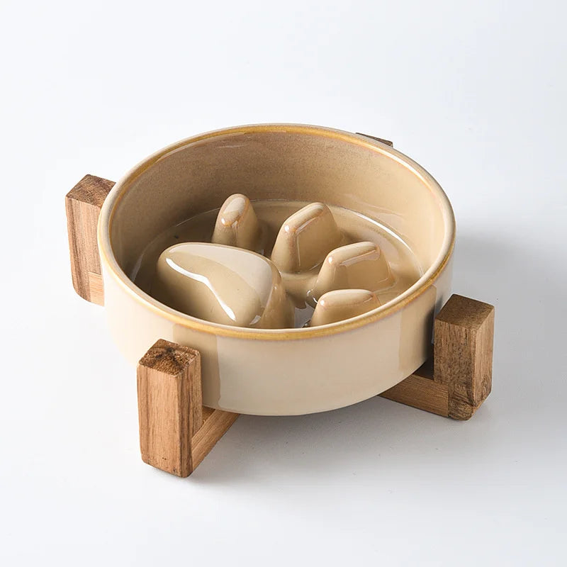 Heavy-Duty Ceramic Slow Food Bowl – Anti-Bloat & Anti-Knock Pet Feeder (500ml)