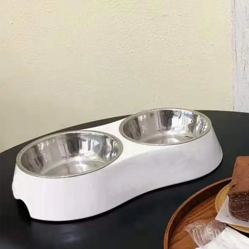 Luxury Stainless Steel Dog & Cat Bowls – Non-Slip Designer Feeder Set with Matching Silicone Mat