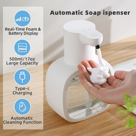 Smart Wall-Mounted Automatic Foam Soap Dispenser – 500ml Touchless Sensor & Rechargeable