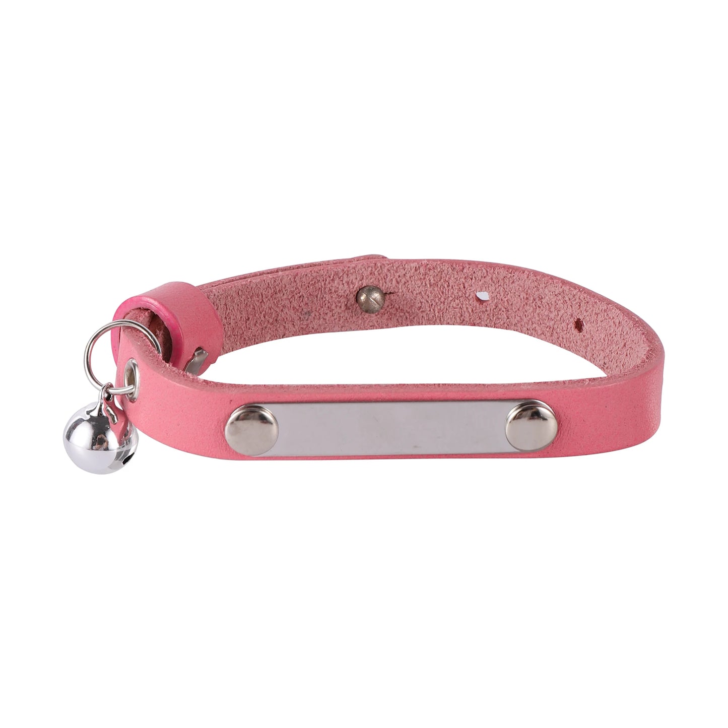 Personalized Genuine Leather Cat Collar – Adjustable Anti-Loss DIY Nameplate & Bell for Kittens & Cats
