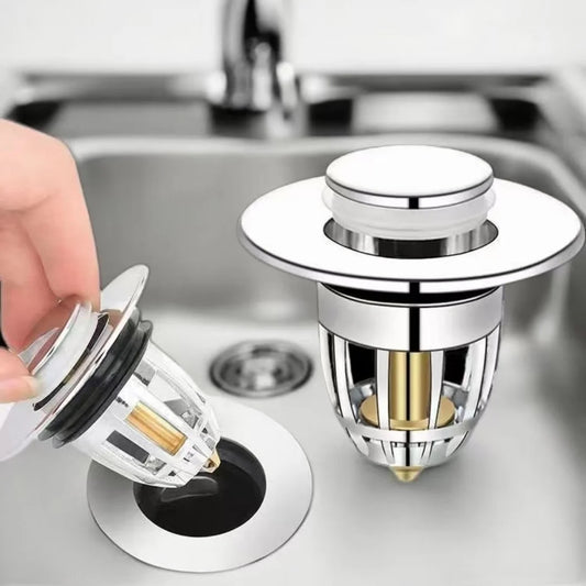 Universal Pop-Up Sink Drain Stopper – Anti-Clogging Hair Catcher & Rebound Filter