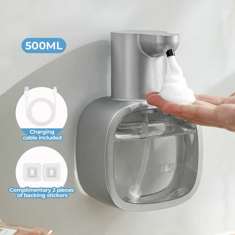 Smart Wall-Mounted Automatic Foam Soap Dispenser – 500ml Touchless Sensor & Rechargeable