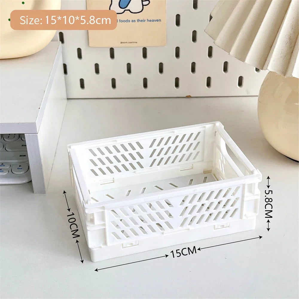 Mini Collapsible Storage Crate – Stackable Desktop Organizer with Handles