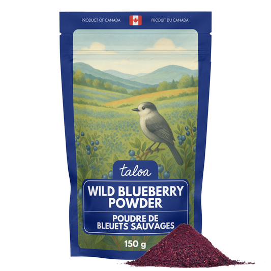 For the blueberry powder, use: "Wild-harvested Canadian blueberry powder for smoothies and brain health